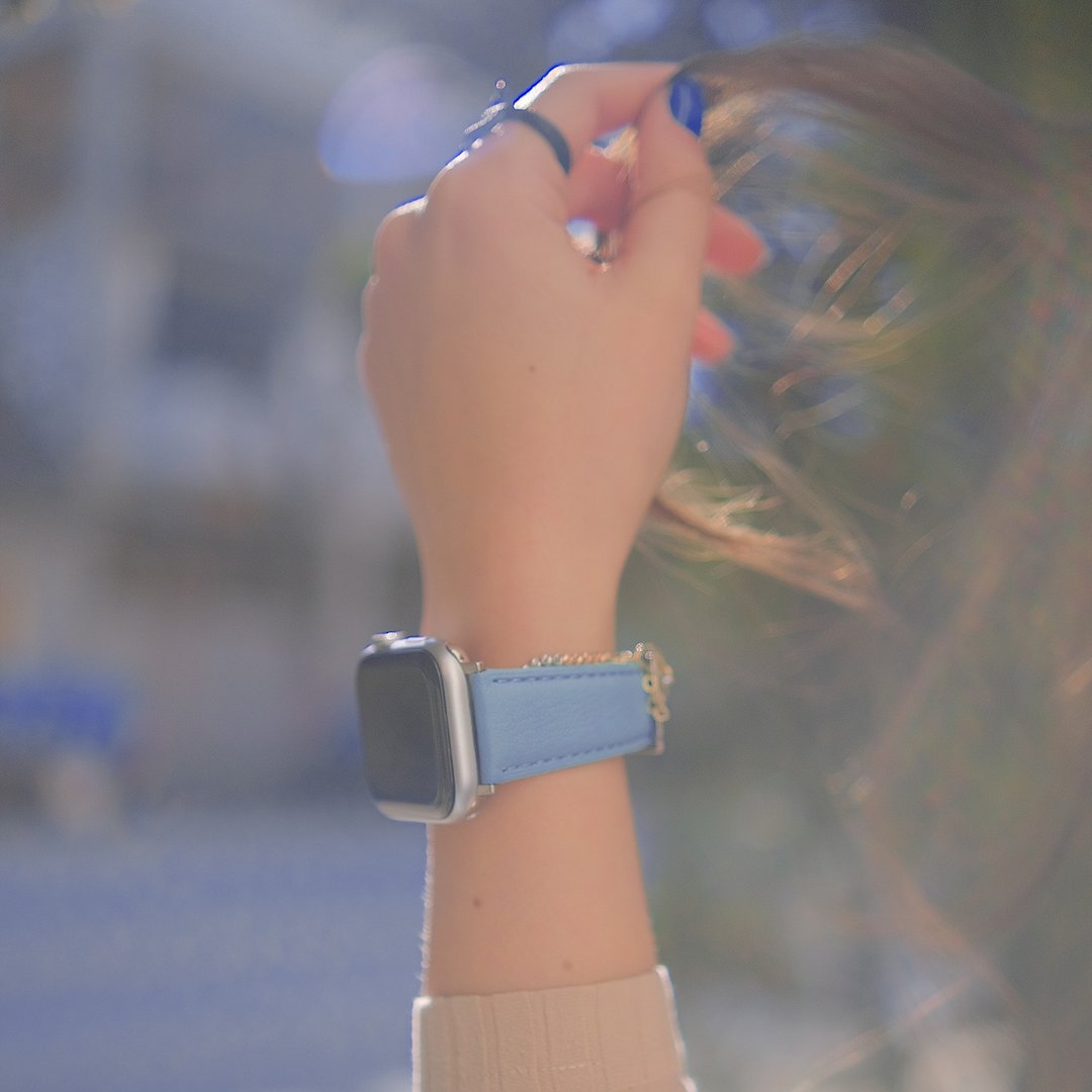 定制化礼物意大利皮革表带Apple Watch粉蓝色_01378 - 其他 - 真皮 蓝色