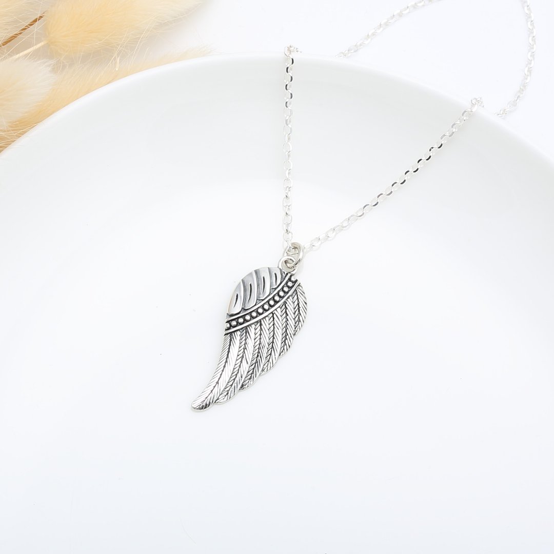 【Angel & Me】天使 梦想 翅膀 (大) s925 纯银羽毛项链 生日礼物 - 颈链 - 纯银 银色