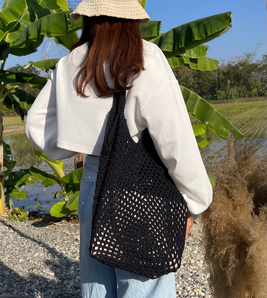 Crochet Bag Shopping, Bag,Square Bottom Carry Bag - 其他 - 棉．麻 