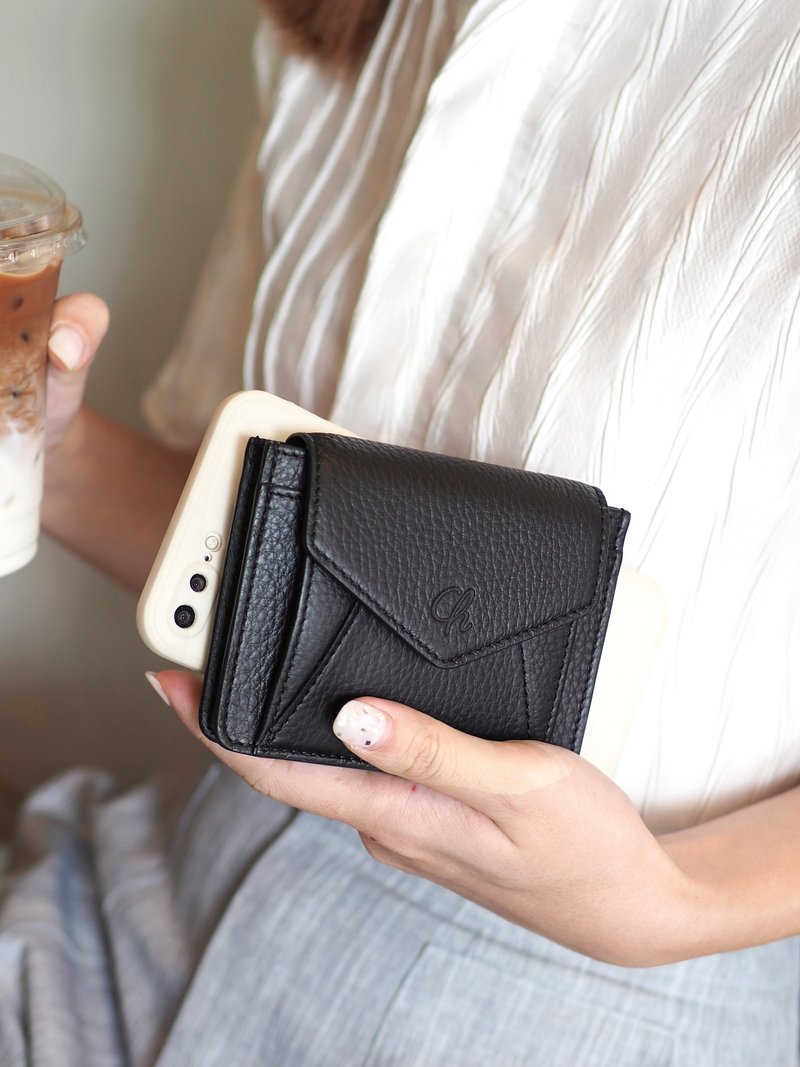 日常款（黑色）：迷你皮夹、短版皮夹、牛皮、黑色 - 皮夹/钱包 - 真皮 黑色