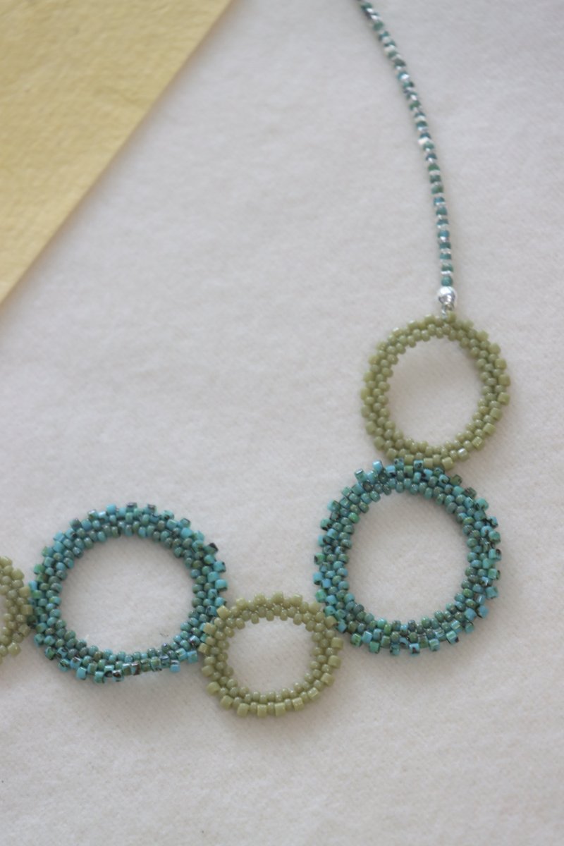 圆环串珠项链 - 耳环/耳夹 - 琉璃 