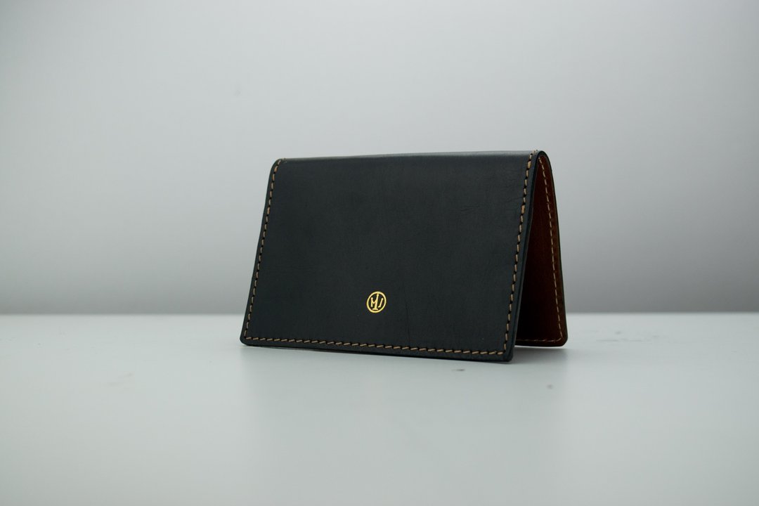 Card case 名片夹 经典黑 意大利皮革 定制烫印 - 名片夹/名片盒 - 真皮 黑色