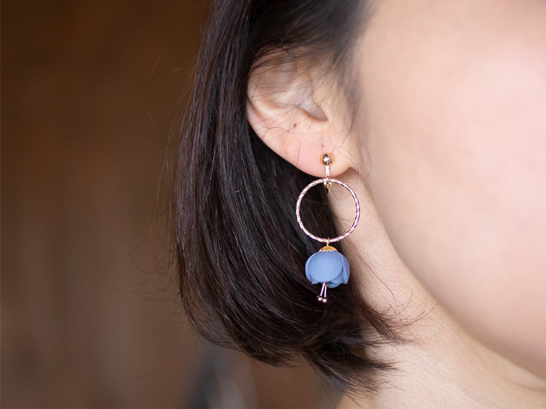 Tulipana Earrings / Earrings / Matte Blue - 耳环/耳夹 - 粘土 蓝色