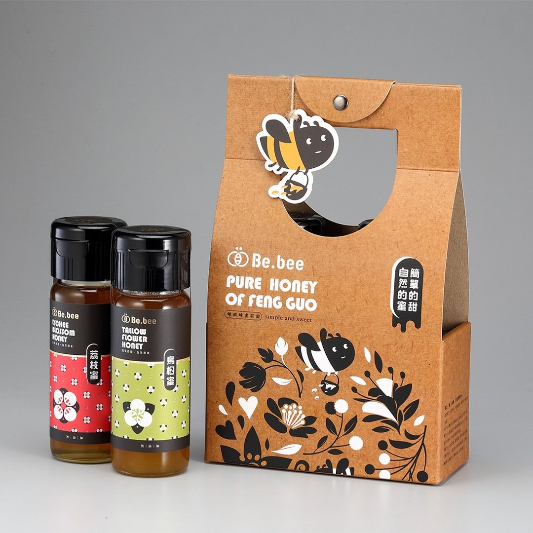 【Be.bee蜂蜜】双入蜜礼盒 / 乌桕蜜+荔枝蜜 - 蜂蜜/黑糖 - 浓缩/萃取物 橘色