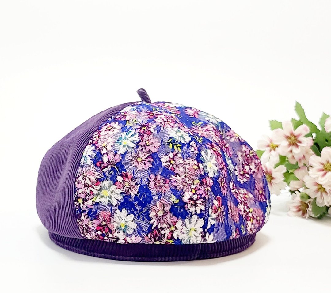 【HiGh MaLi】浪漫紫花/贝蕾帽/画家帽#活泼#俏丽款#紫色控画家帽 - 帽子 - 其他材质 多色