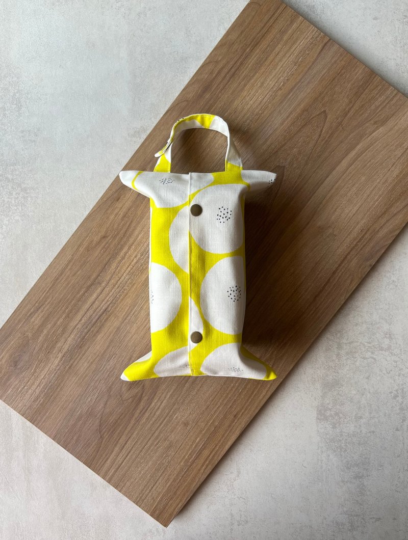 吊挂式面纸袋 卫生纸袋 亮黄白豆沙 - 纸巾盒 - 棉．麻 