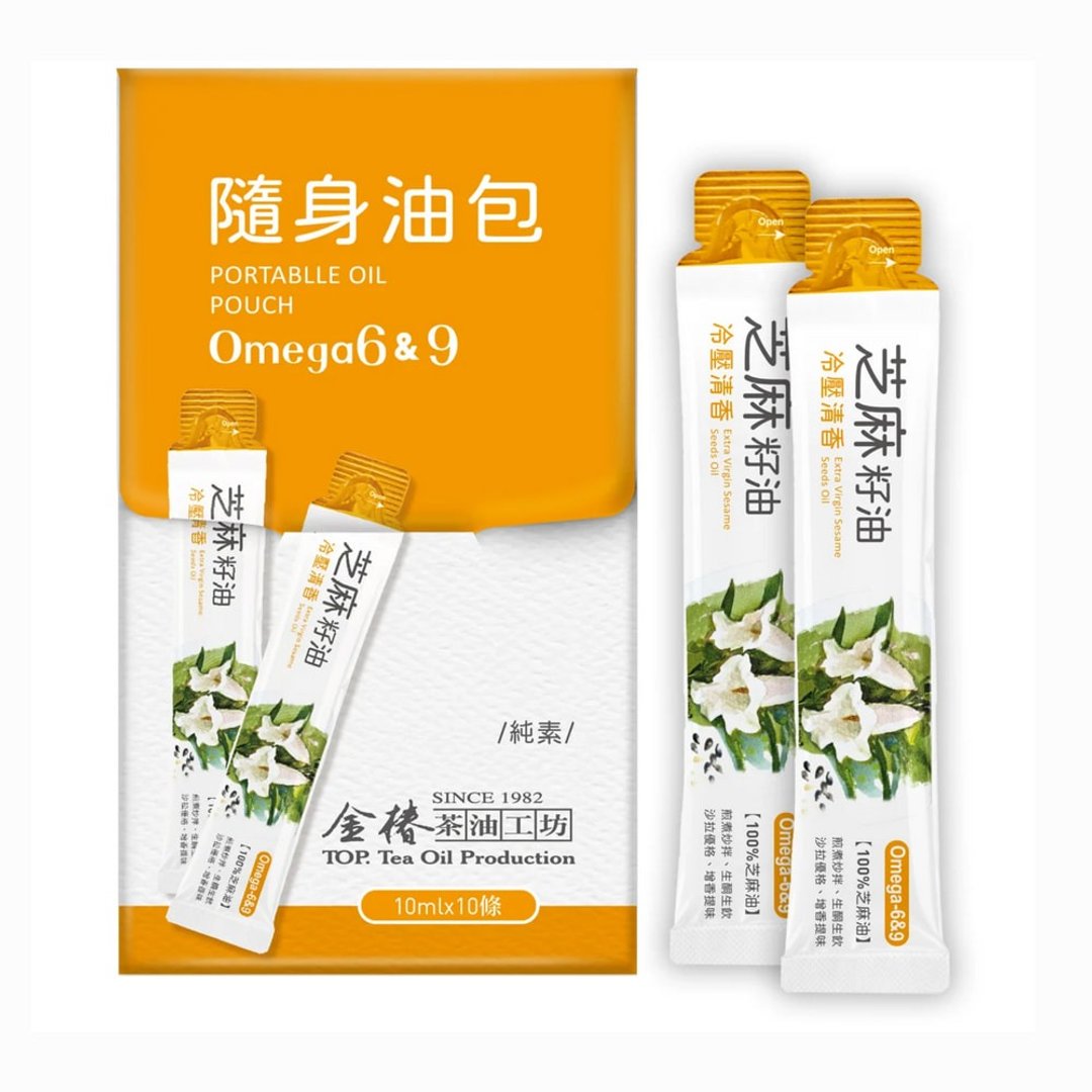 金椿茶油工坊 芝麻籽油 10ml*10 包/随身包 - 酱料/调味料 - 玻璃 多色