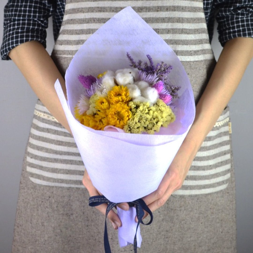 花丘｜干燥花束-粉紫香槟  干燥花 花礼 生日礼物 麦杆菊  情人节 手作  毕业礼物 - 植栽/盆栽 - 植物．花 紫色
