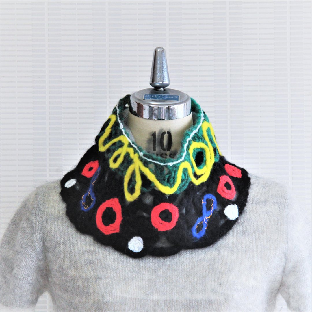 African festival neck warmer - 丝巾 - 羊毛 黑色