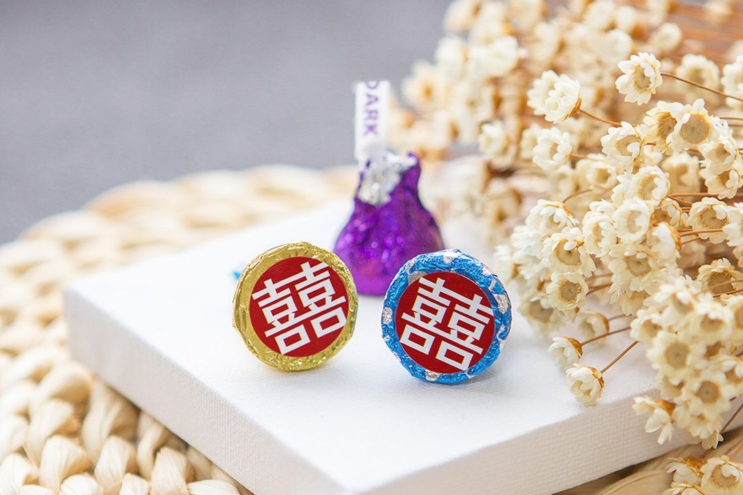 红色囍字水滴巧克力 KISSES婚礼喜糖(每包100颗) - 巧克力 - 新鲜食材 红色