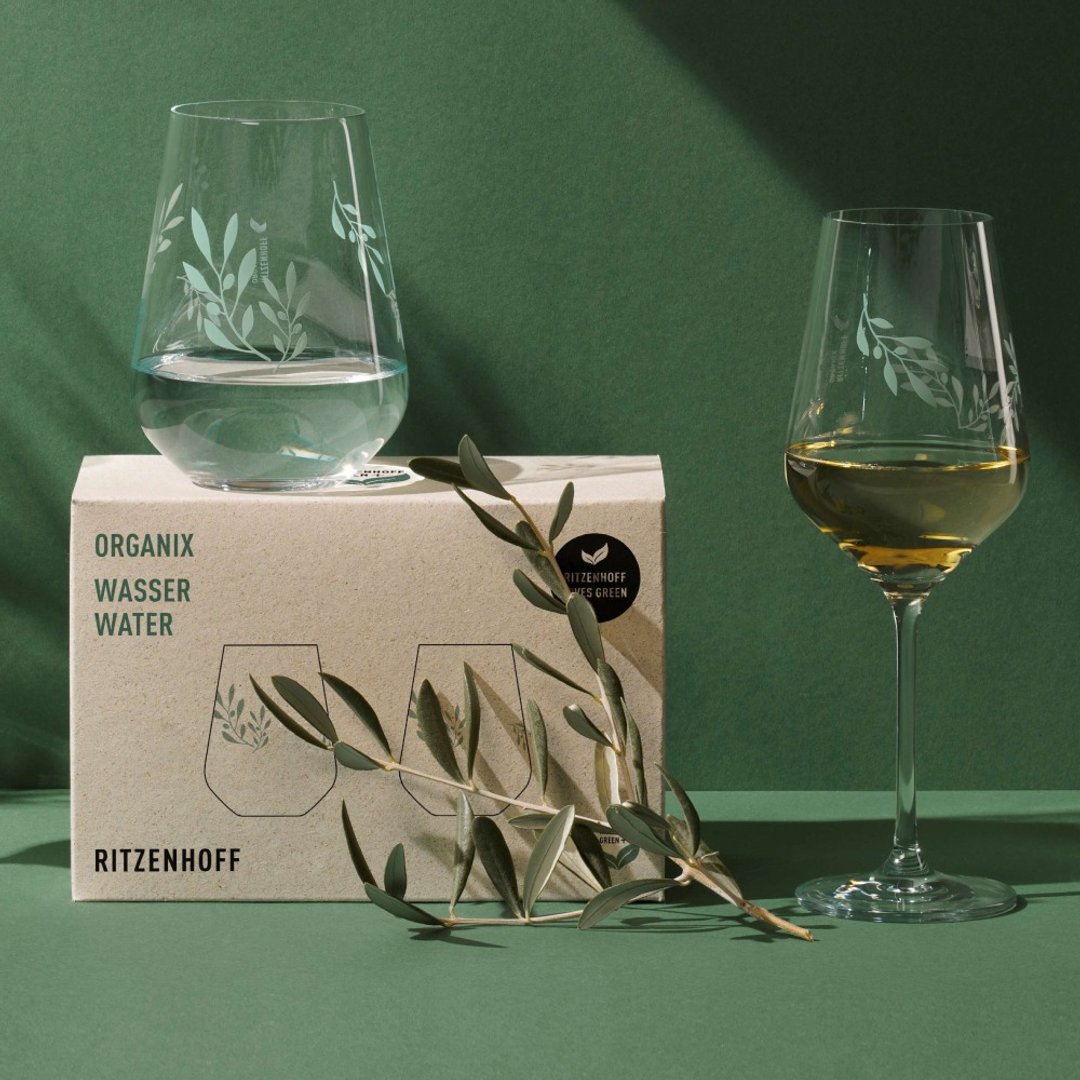 德国 RITZENHOFF 绿色环保系列 - 橄榄绿枝 (1 组 2 入) - 酒杯/酒器 - 玻璃 透明
