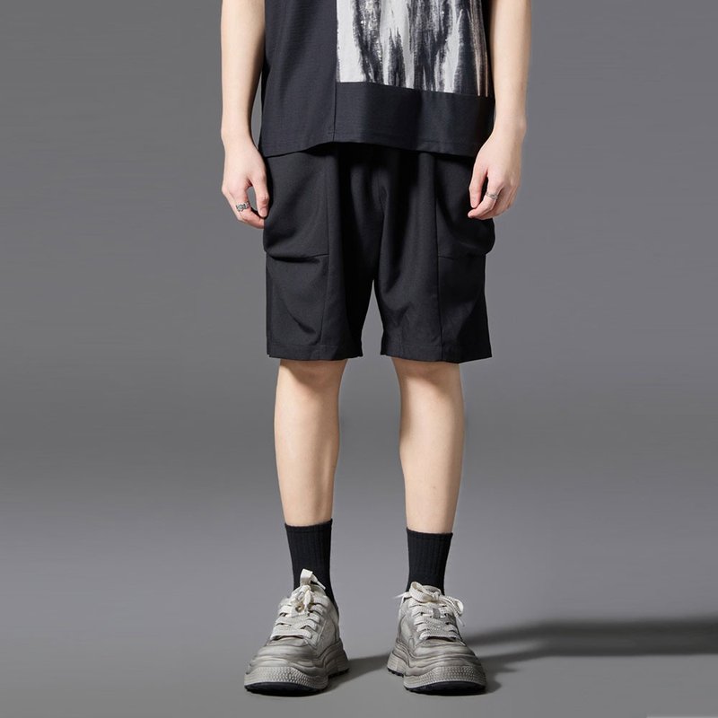 男士简约休闲短裤 夏季黑色五分裤 - 男士短裤 - 其他材质 黑色