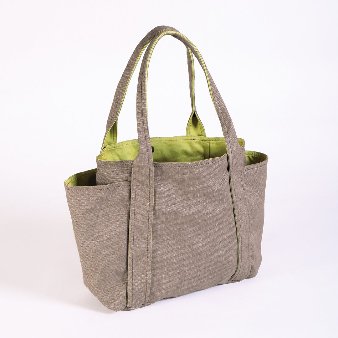 磁扣式/ 肩背麻布万用工具袋-茶棕色(中型) - 侧背包/斜挎包 - 棉．麻 咖啡色