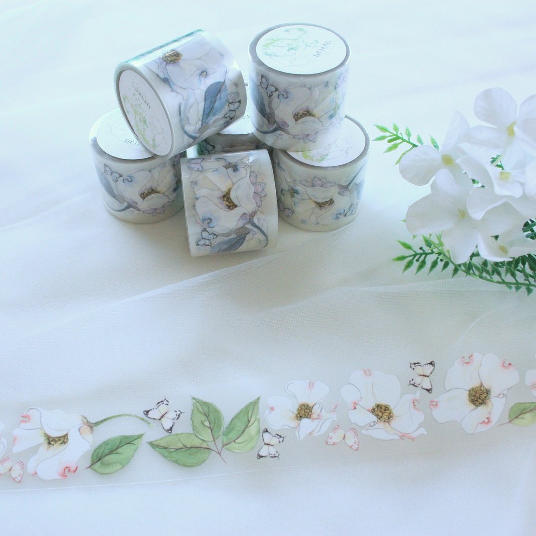 jin_和纸胶带_花卉_蝴蝶花园_1款图案 - 贴纸 - 塑料 