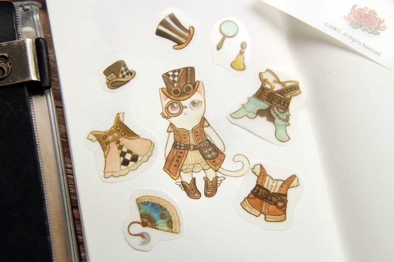猫咪换装转印贴纸SteamPunk版 - 贴纸 - 塑料 
