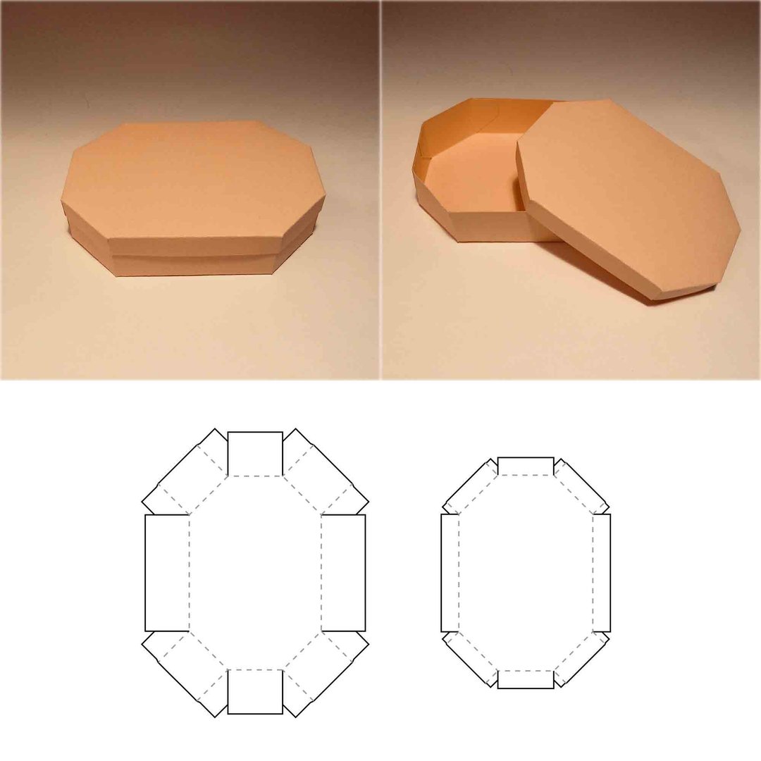 Octagon box template, scarf box, towel box, cosmetic box, cosmetic packaging, A4 - 图文模板设计 - 其他材质 