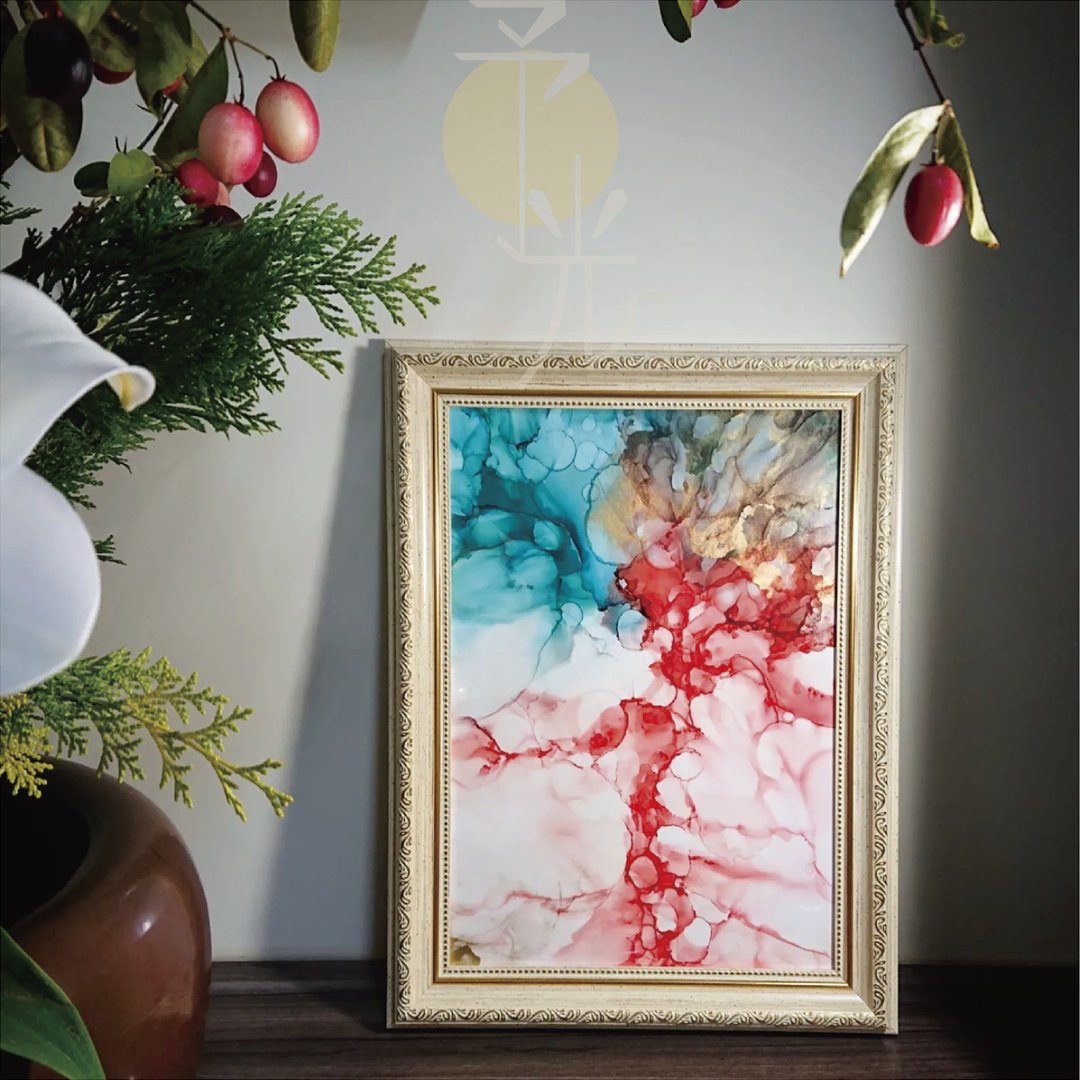 圣诞夜曲:质感居家挂画/酒精墨水艺术 - 海报/装饰画/版画 - 颜料 红色
