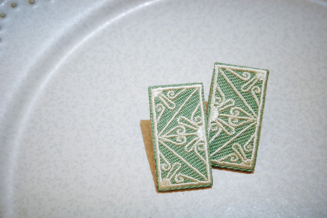 刺绣耳环 —铁窗花 绿— - 耳环/耳夹 - 棉 绿色