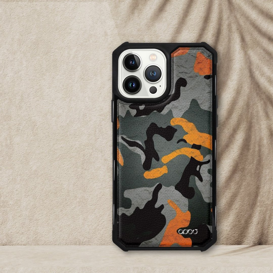 iPhone 13全系列军规防摔皮革磁吸手机壳-数位迷彩棕(黑壳) - 手机壳/手机套 - 其他材质 多色