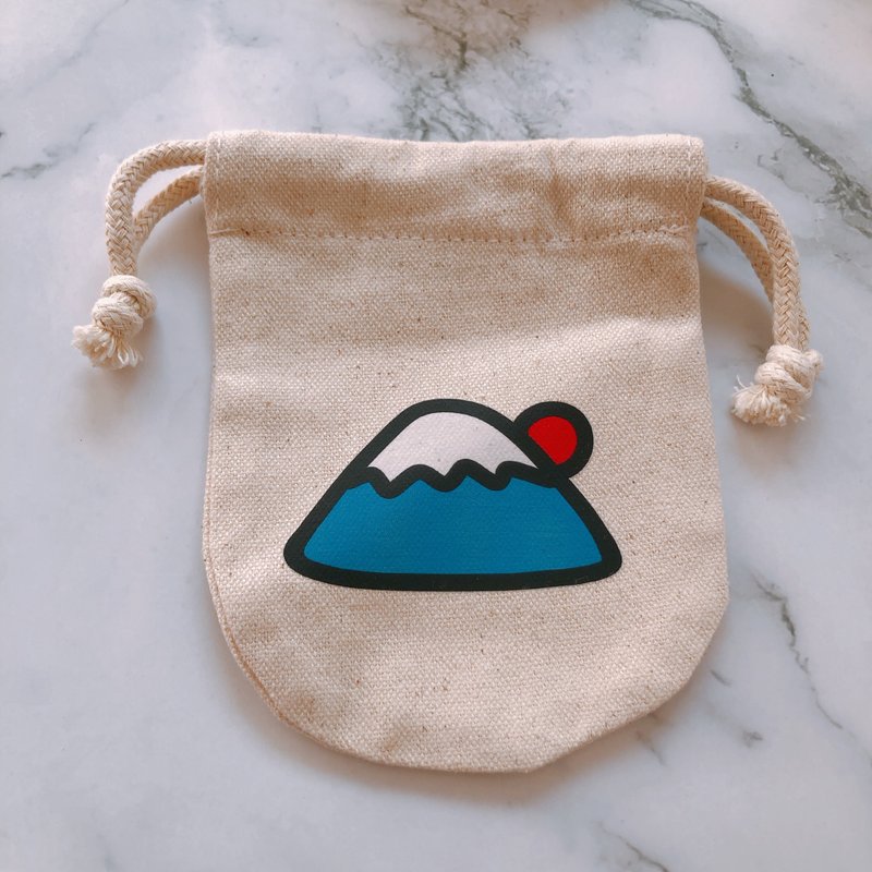 富士山 小物 收纳袋 弧底束口袋 - 化妆包/杂物包 - 其他人造纤维 白色