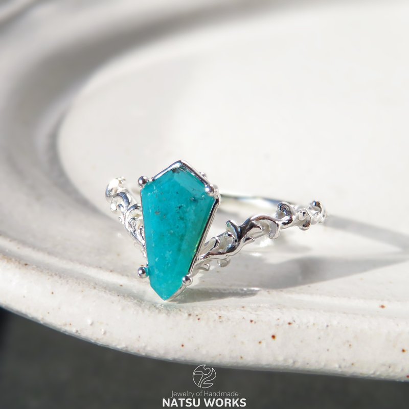 蓝铜矿玉髓 戒指 / Chrysocolla Chalcedony Ring 231 - 戒指 - 宝石 蓝色