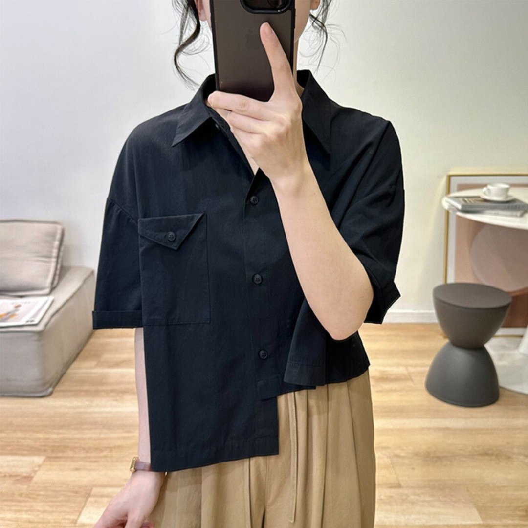 手工制作，棉质衬衫，极简风格 - 女装衬衫 - 棉 多色