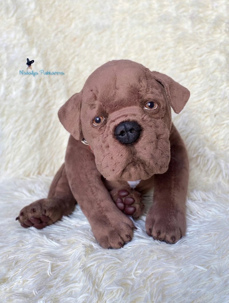 Brown Cane Corso 狗逼真的毛绒玩具 - 玩偶/公仔 - 聚酯纤维 咖啡色