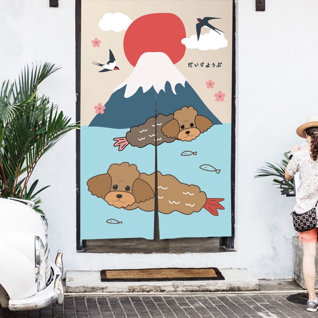 贵宾狗 门帘 炸虾 - 门帘/门牌 - 棉．麻 蓝色