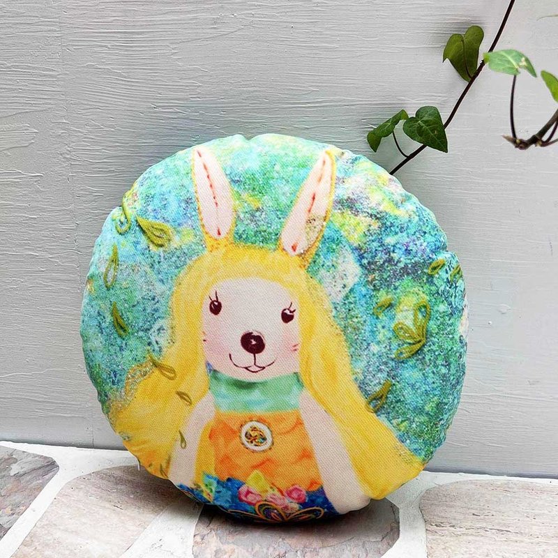 【幸运紫娃】长耳金发兔 圆型抱枕 靠枕 靠垫 - 枕头/抱枕 - 聚酯纤维 
