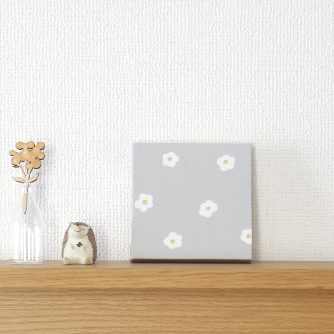 12x12cm Fabric Panel [Petit Flower Light Gray] - 墙贴/壁贴 - 棉 灰色