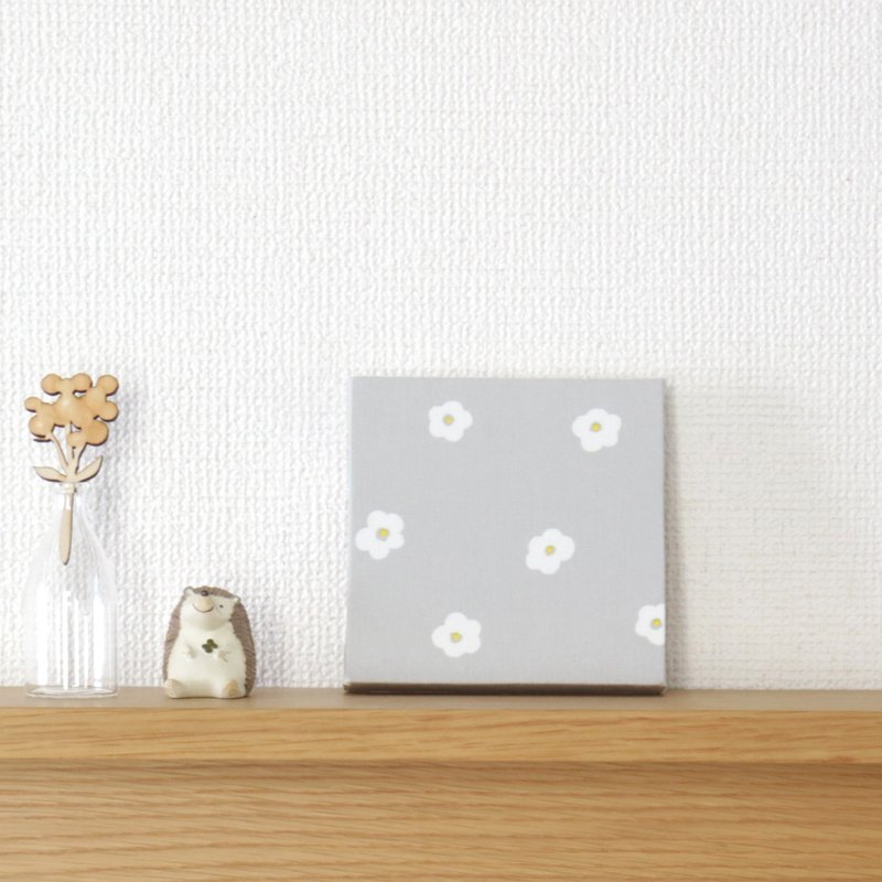 12x12cm Fabric Panel [Petit Flower Light Gray] - 墙贴/壁贴 - 棉．麻 灰色