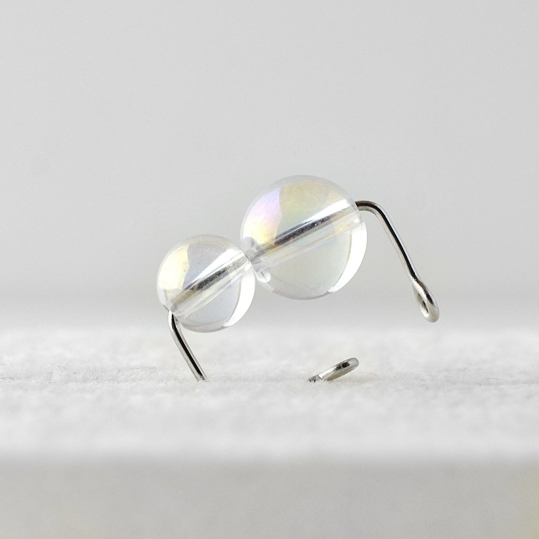 Soap bubble ear cuff Stainless Steel single item crystal Silver color Japanese design - 耳环/耳夹 - 水晶 透明