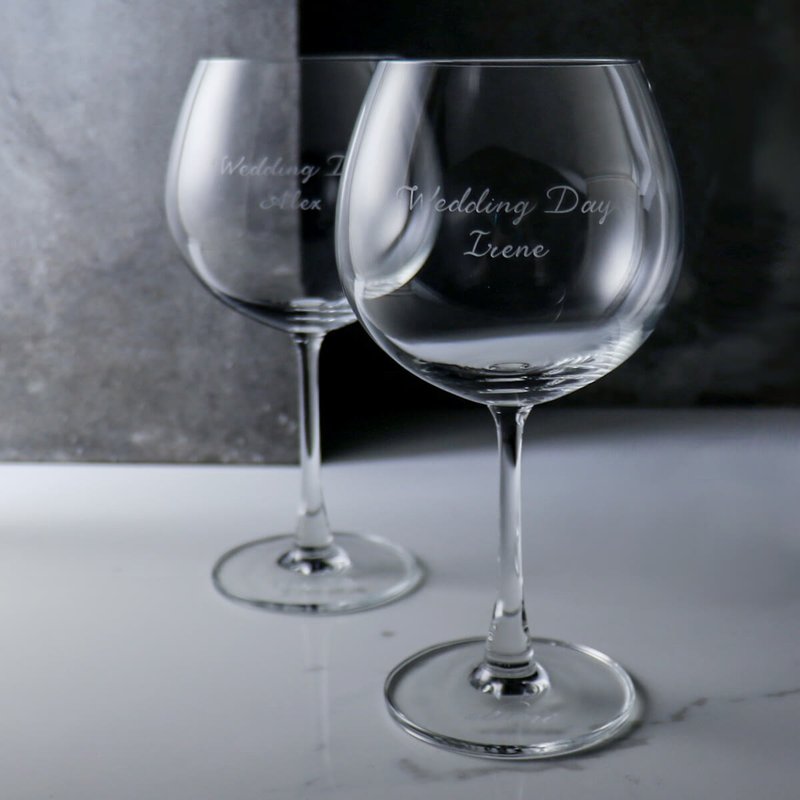 (一对价)650cc【结婚对杯】勃根地刻字红酒对杯 - 酒杯/酒器 - 玻璃 透明