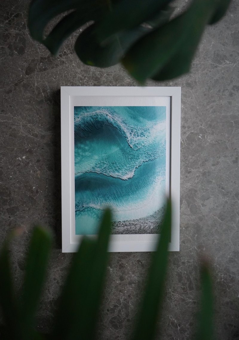 Resin Art Ocean Print Framed - 墙贴/壁贴 - 棉．麻 蓝色