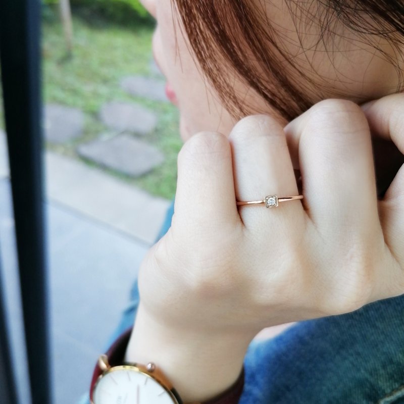 芳华。14K天然钻石戒指 线戒 食指戒 订制戒 #9-#13 - 戒指 - 钻石 金色