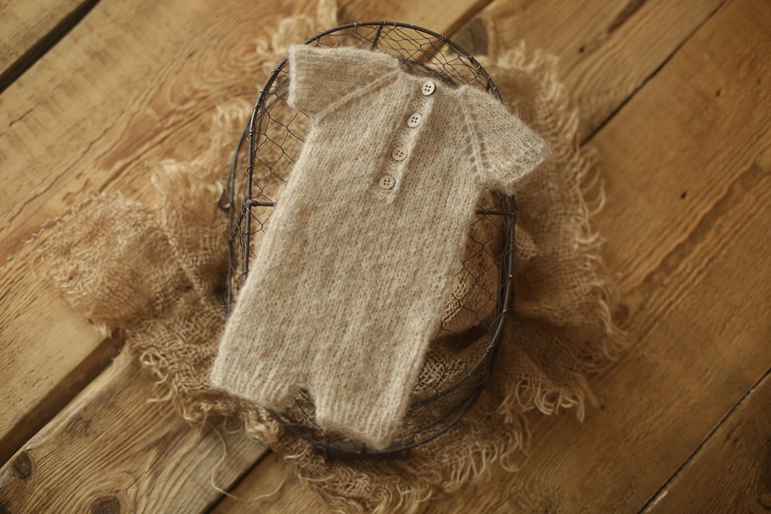 Newborn alpaca romper, baby onesie, newborn photo props, - 婴儿饰品 - 羊毛 粉红色