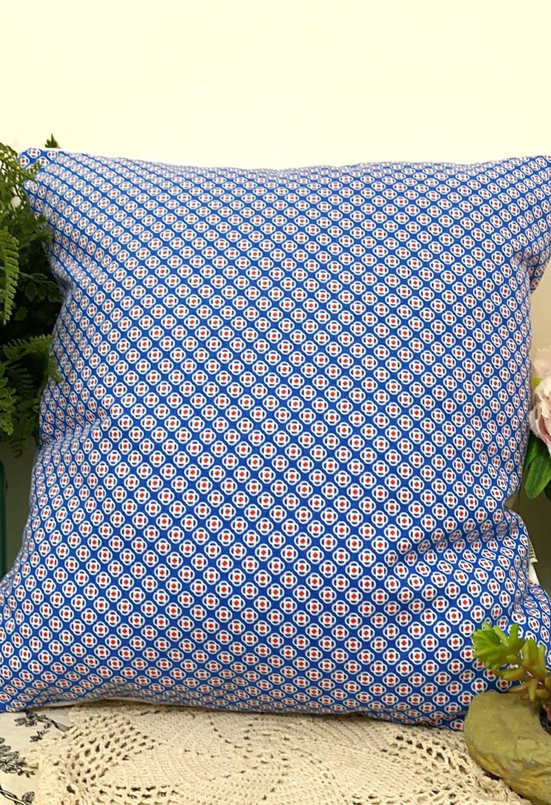 北欧风格简约彩蓝色几何图案抱枕靠枕靠垫枕套 - 枕头/抱枕 - 棉．麻 蓝色