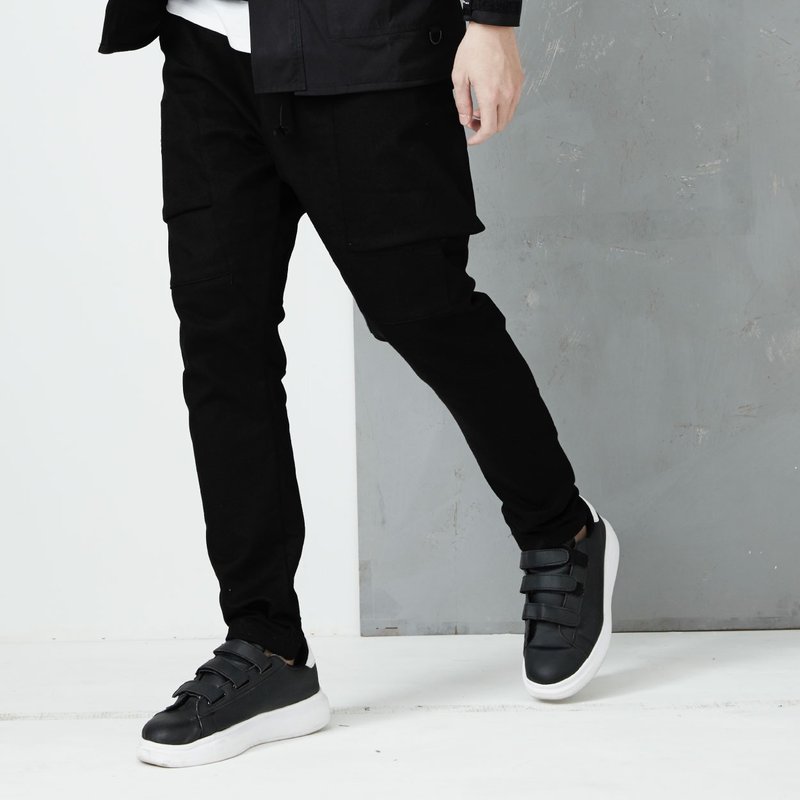DYCTEAM - Baggy pants | 低档大口袋工作裤 | L号 - 男士长裤 - 棉．麻 黑色