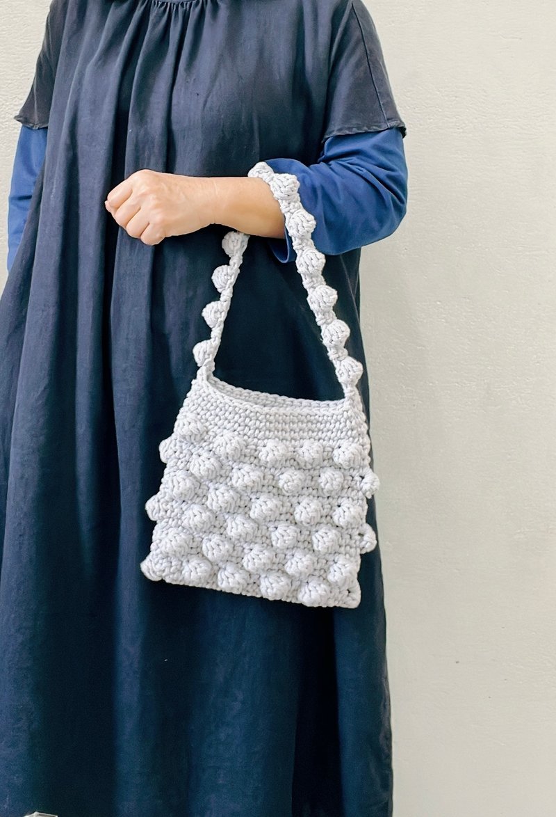 多边形豆豆库柏包-韩国粗棉线款-气质银灰 - 手提包/手提袋 - 棉．麻 