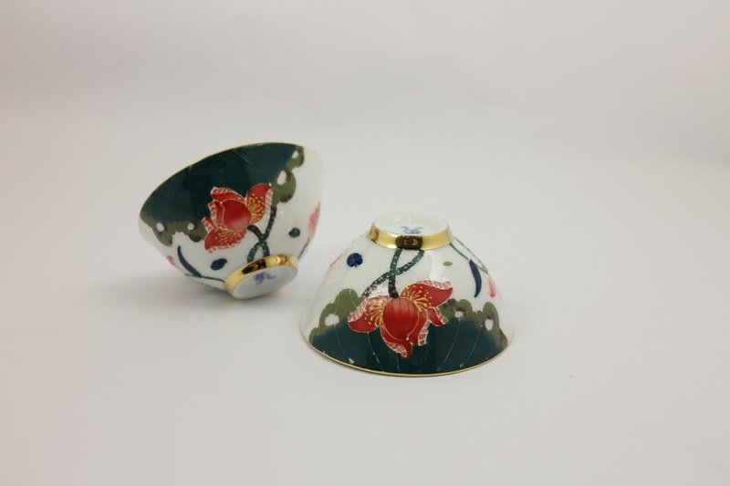 纯手绘茶杯-和气生财对杯(大饮杯) - 茶具/茶杯 - 瓷 绿色