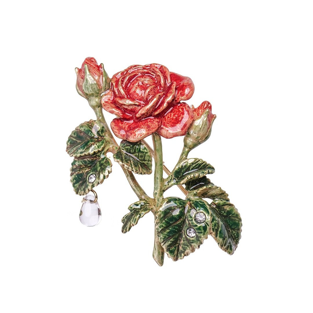 现代玫瑰胸针 Modern Rose PB161 - 项链 - 其他金属 红色