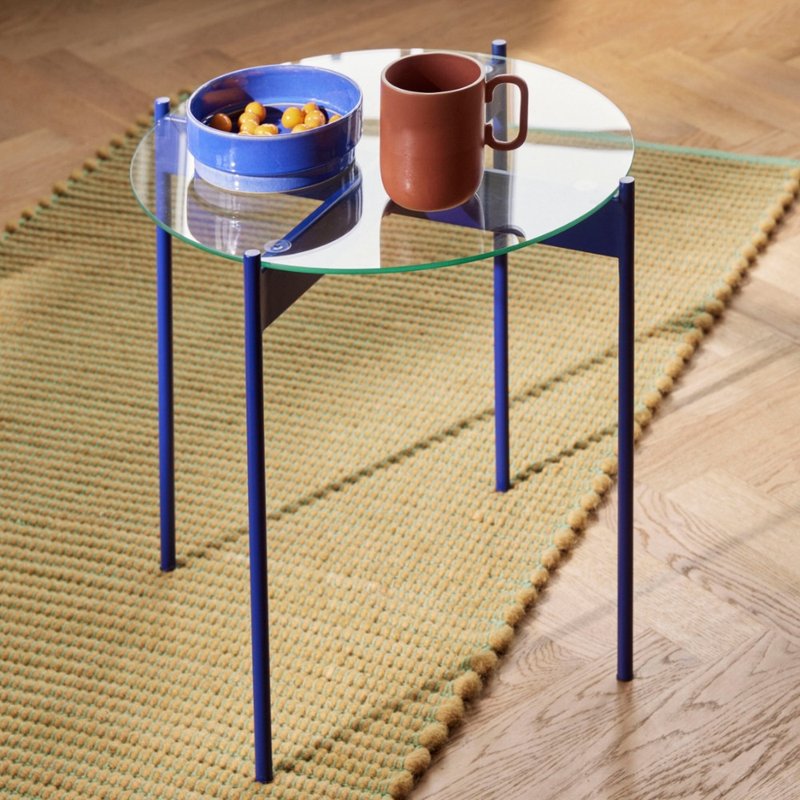 【Hübsch】－021501 蓝色玻璃桌面茶几 边桌 咖啡桌 - 餐桌/书桌 - 其他金属 蓝色