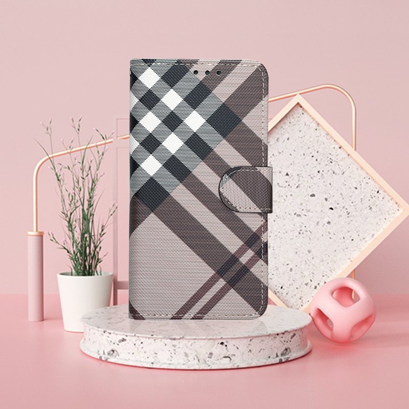 Samsung S23 / S24 全系列 (精品版)英伦格纹手机皮套-棕色 - 手机壳/手机套 - 人造皮革 咖啡色