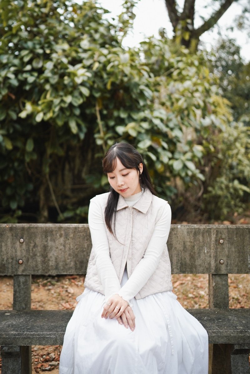 夹棉与羊毛的双面背心 - 女装背心 - 羊毛 咖啡色