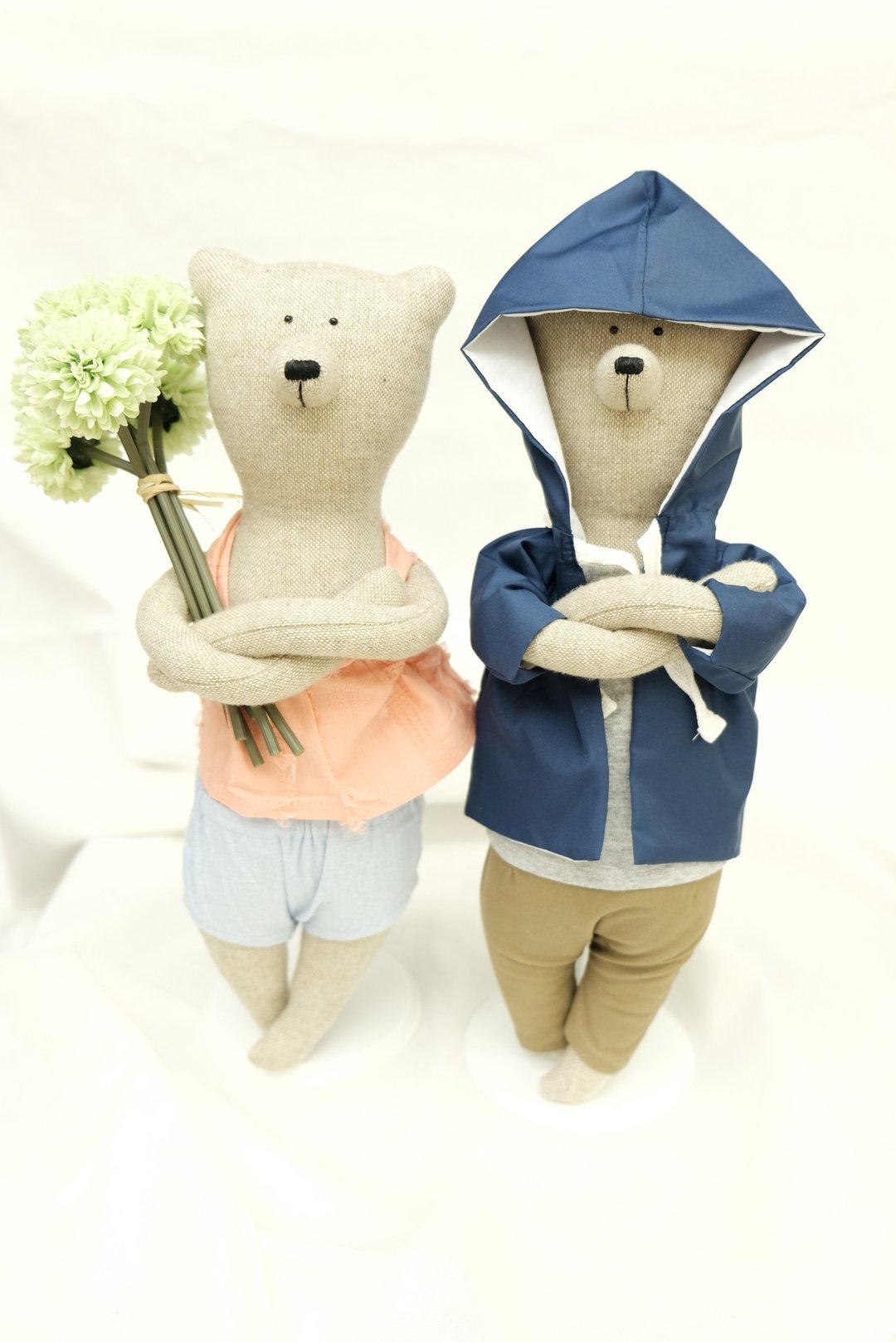 PK bear|克雷格熊+艾蜜莉熊40cm(附赠花束1&立架2+耶诞公公衣2) - 玩偶/公仔 - 棉 橘色