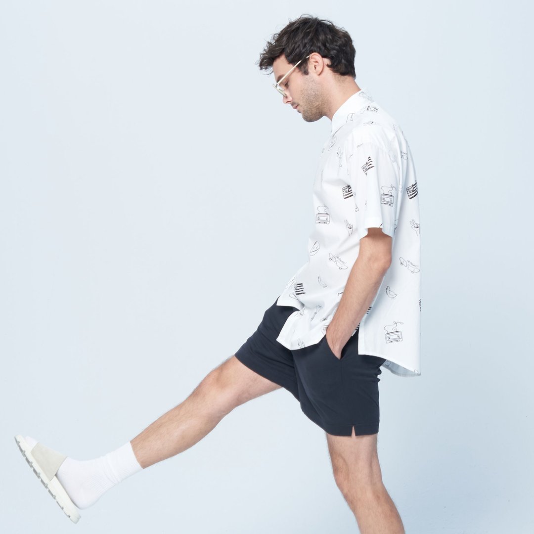 Stone As Loose Fit Textured Shorts / 休闲纹理短裤 气质黑 - 男士短裤 - 棉 黑色
