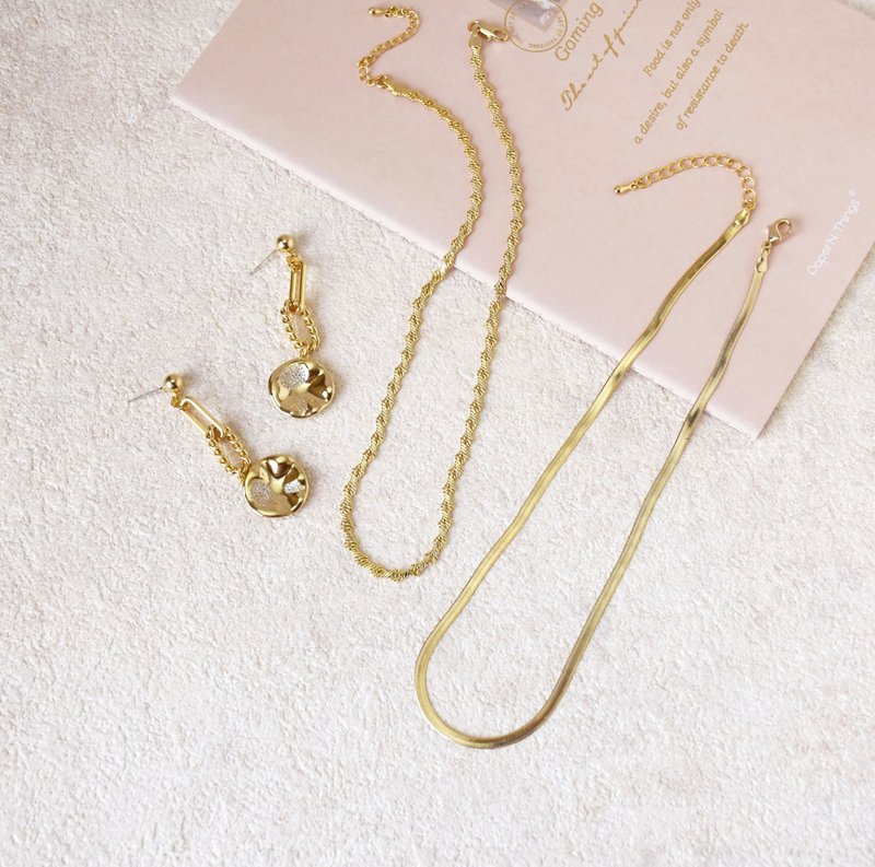 【精选套组】复古时尚圆币耳环精选 - 项链 - 铜/黄铜 金色