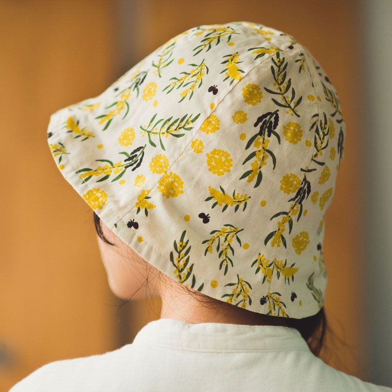 花瓣帽/米力系列/黄相思/L - 帽子 - 棉．麻 黄色