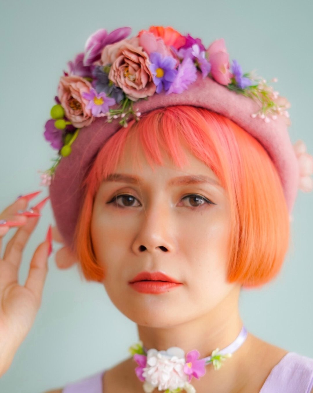 PP beret pink nude flower shade - 帽子 - 其他材质 