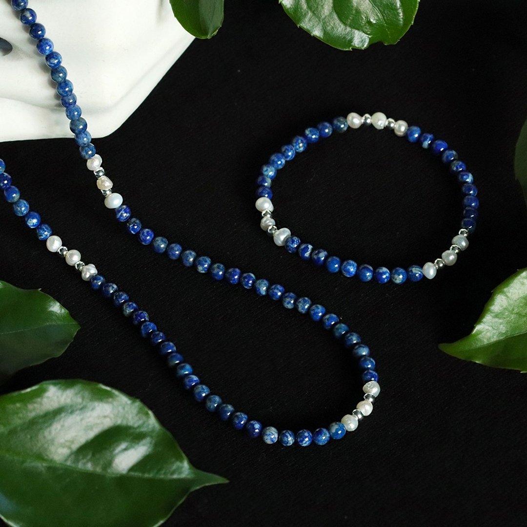 简约线条 宝石 精致 项链 手链 1. Labradorite 2. Lapis Lazuli 3. Malachite - 手链/手环 - 半宝石 多色